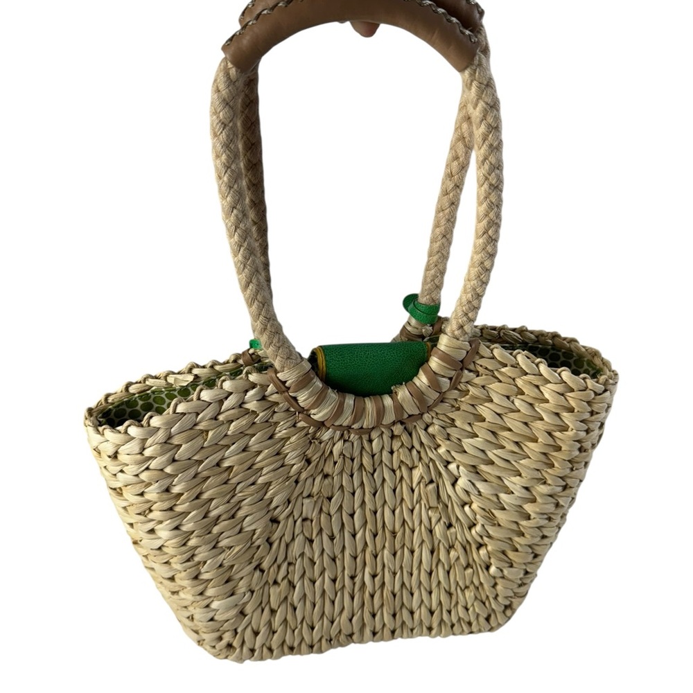BRIGHTON STRAW & LEATHER FLOWER LEAVES purse - Picture 4 of 13